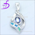 Silver pendant blue opal tanzanite zircon pendant inlay tanzanite zircon stone pendant